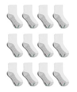 Hanes boys Extra Durable Ankle athletic socks, 12 Pair, White, Small US