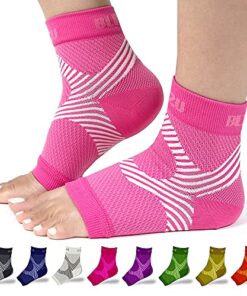 BLITZU Compression Socks for Plantar Fasciitis, Achilles Tendonitis Relief. Ankle Compression Sleeve for Heel Spurs, Foot Swelling, Fatigue & Sprain. Arch Support Brace for Sports Gym Pink L-XL