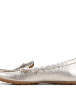 Naturalizer Womens Evie Slip On Casual Loafer Warm Silver Metallic Leather 10 W