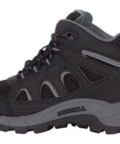 Merrell Oakcreek Mid Lace WTRPF Hiking Boot, Black/Grey, 5 US Unisex Big Kid