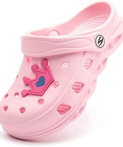 WOUEOI Kid’s Girls Boys Clogs Garden Shoes Cartoon Slides Sandals Beach Slipper Children(D-Pink,8 Toddler)