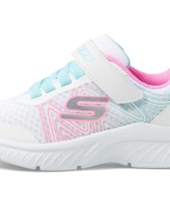 Skechers Girls Microspec Plus-Swirl Sweet Sneaker, White/Multi, 11 Little Kid