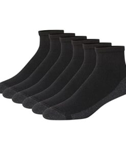 Hanes mens Hanes Men’s Socks, 6-pair Pack Max Cushion Ankle, Black/Grey, Size 6-12