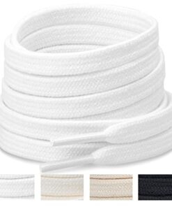 Handshop Wide Flat Athletic Shoelaces 5/16″(2 Pair) – Shoe Laces for Sneakers and Casual Shoes Replacements White 47 inch (120cm)