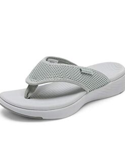 DREAM PAIRS Womens Arch Support Soft Cushion Comfort Flip Flop Thong Sandal, Grey8 (Breeze-2)