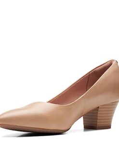 Clarks Women’s Teresa Step Pump, Warm Beige Leather, 7