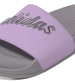 adidas Women’s Adilette Shower Slide Sandal, Preloved Fig/Silver Metallic/Bliss Lilac, 11