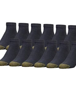 GOLDTOE Men’s 656P Cotton Ankle Athletic Socks, Multipairs, Black (12-Pairs), Large