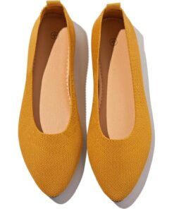 Women’s Flats Shoes Pointed Toe Ballet Flats Dress Shoes Slip on Shoes Comfortable Flats(Yellow.us9)