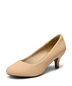 DREAM PAIRS Womens Nubuck Bridal Wedding Low Heel Pump Shoes, Nude/Nubuck – 9 (Luvly)