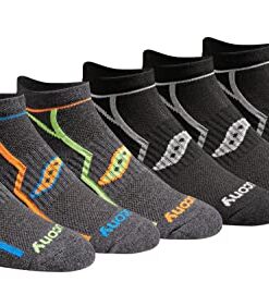 Saucony Men’s Multi-Pack Bolt Performance Comfort Fit No-Show Socks, Grey (6 Pairs), Shoe Size: 8-12