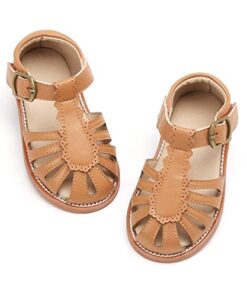 Felix & Flora Toddler Girls Brown Sandals Size 9 Closed Toe Princess Sandals for Summer Party Flower Girl Wedding School