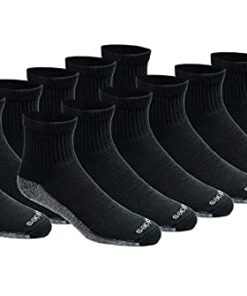 Dickies Men’s Dri-Tech Moisture Control Quarter Socks (6, 18, Black (12 Pairs), Large