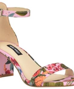 Nine West Women’s Pruce Heeled Sandal, Pink Floral 684, 10