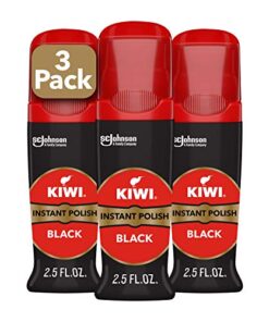 KIWI Instant Shine & Protect Liquid Shoe Polish, Black, 1 Bottle with Sponge Applicator, 2.5 oz, Pack of 3