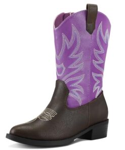 K KomForme Cowboy Boots for Girls and Boys Western Mid-Calf Pointed-Toe Cowgirl Boots (Toddler/Little Kid/Big Kid)