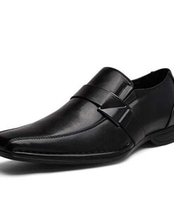 Bruno Marc Men’s Leather Lined Dress Loafers Shoes, GIORGIOWIDE-3, Black, Size 9W