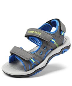 DREAM PAIRS Unisex-Child 170891_K Fashion Athletic Sandal Dark Grey Royal Neon Green – 12 Little Kid