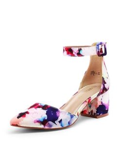 DREAM PAIRS Womens Low Heel Pump Shoes, Floral – 11 (Annee)