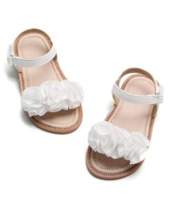 Felix & Flora Toddler Girl White Sandals Size 13 – Easter Flower Girl Dress Shoes Open Toe Little Kid Summer Flats