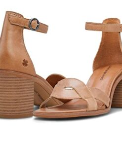 Lucky Brand Women’s Sarwa Ankle Strap Sandal Heeled, Latte, 8
