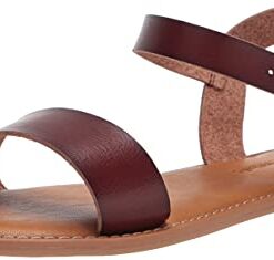 Amazon Essentials Women’s Two Strap Buckle Sandal, Brown, 8.5 Wide