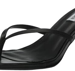 Steve Madden Women’s Allies Heeled Sandal, Black Leather, 7.5