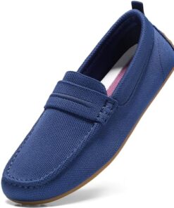 Bacia Penny Loafers for Women Knit Womens Flat Comfortable Slip on Shoes for Business Casual Office Driving Night Blue 8.5 US