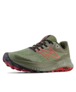 New Balance Men’s DynaSoft Nitrel V5 Trail Running Shoe, Dark Olivine/Dark Camo/Neo Flame, 11.5