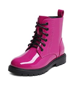 DREAM PAIRS Girls&Boys Kbo211 Side Zipper Combat Ankle Boots Rose/Red Size 7 Toddler