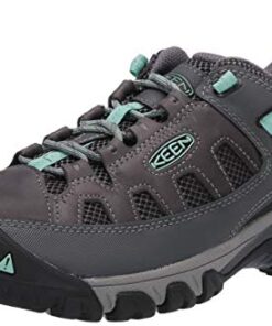 KEEN Women’s Targhee Vent Low Height Breathable Hiking Shoes, Steel Grey/Ocean Wave, 9.5