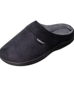 isotoner Men’s Slippers, Open Back Slip On with Gel Infused Memory Foam, Indoor/Outdoor Sole and Skid Resistance Black, Size XL 11-12