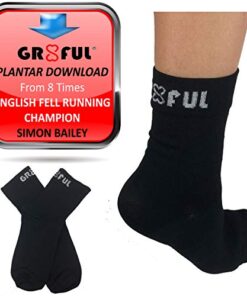 gr8ful® Compression Socks for Plantar Fasciitis + Achilles Tendonitis | Short, Ankle | Sport, Running or Everyday | Arch & Foot Support, Treatment of Pain, Aid Recovery | 1 Pair, Men/Women, Black S/M