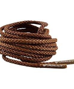 IRONLACE Unbreakable Round Bootlaces – Indestructible, Waterproof & Fire Resistant Boot & Shoe Laces, 1500-Pound Breaking Strength/Pair, Brown, 63-Inch, 3.2mm Diameter, 1-Pair
