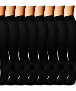 CHARMKING Compression Socks for Women & Men (8 Pairs) 15-20 mmHg Graduated Copper Support Socks are Best for Pregnant, Nurses – Boost Performance, Circulation, Knee High & Wide Calf (L/XL, Black)