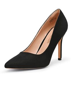 DREAM PAIRS Womens High Heel Pump Shoes, Black Suede – 10 (Heel Pump)