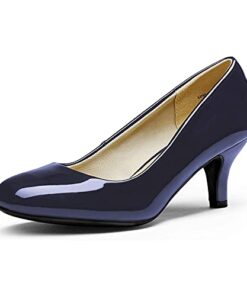 DREAM PAIRS Womens Pat Bridal Wedding Low Heel Pump Shoes, Luvly-Navy-pat – 9.5 (Luvly)