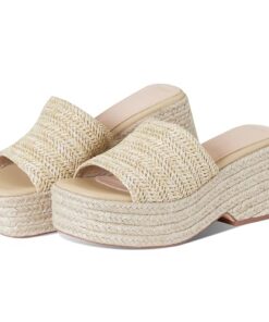 EQAUDES Platform Slip on Espadrille Sandals for Women Wedges Slides Bohemia Sandals Flatform Open Toe Beach Sandals