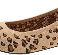 Amazon Essentials Women’s Knit Ballet Flat, Brown Leopard Print, 9.5