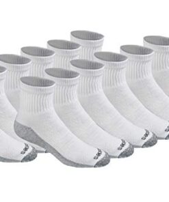 Dickies Men’s Dri-Tech Moisture Control Quarter Socks (6, 18, White (12 Pairs), Large