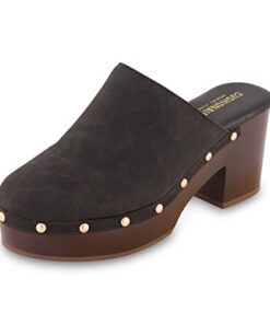 CUSHIONAIRE Women’s Gibbons Faux Wood Clog with Memory Foam Padding, Wide Widths Available, Black 8.5