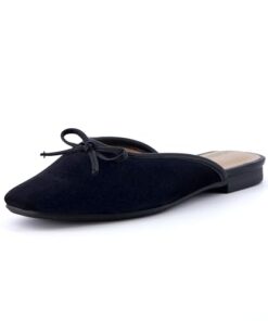 CUSHIONAIRE Women’s Jade Bow Mule +Memory Foam, Wide Widths Available, Black Velvet 7.5