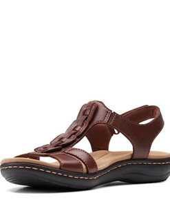 Clarks Women’s Laurieann Kay Flat Sandal, Tan Leather, 9.5 Narrow