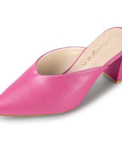 Allegra K Women’s Pointed Toe Chunky Heels Hot Pink Slides Mules 8 M US