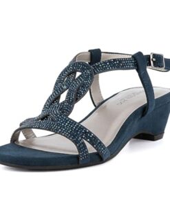 LONDON FOG Womens Macey Demi-Wedge Dress Sandals Navy 7 M US