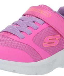 Skechers Girls Microspec Max Sneaker, Hot Pink/Lavender, 4 Wide Big Kid