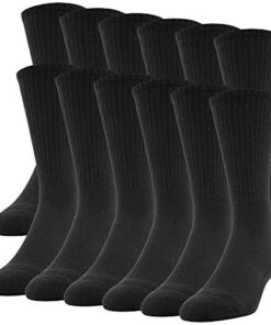 Gildan mens Performance Crew Socks, 12 Pairs Socks, Black, Large US