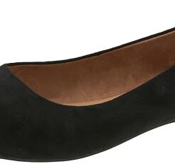 Amazon Essentials Women’s Pointed-Toe Ballet Flat, Black Faux Leather, 11.5 Wide