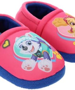 Paw Patrol Slippers for Toddlers, Mismatch A-Line House Shoes, Pink, Toddler 7/8