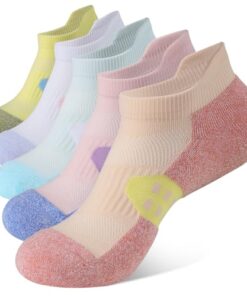 BUDERMMY Ankle Compression Socks for Women Running Athletic Socks Low Cut with Arch Support 5 Pairs (US, Numeric, 6, 8, Regular, Regular, Mixed Color)